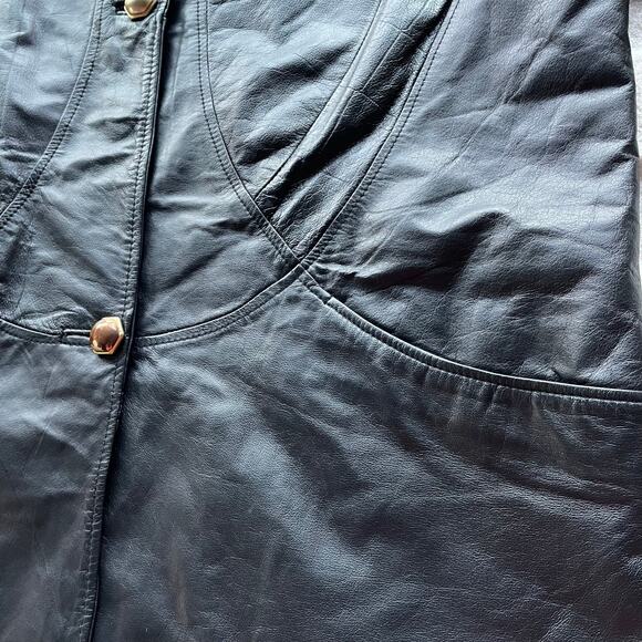 🔥Vintage 90s Pelle New York Milano Classic Seam Leather Jacket Oversized Baggy - Picture 8 of 16